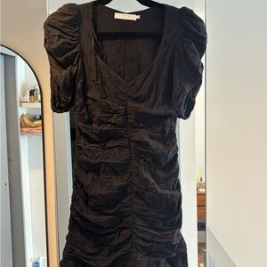 Astr Black V-Neck Short Sleeve Mini Dress